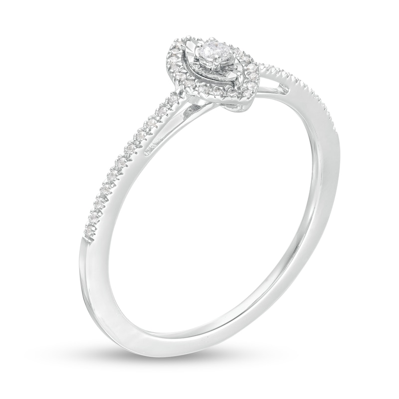 0.10 CT. T.W. Diamond Marquise Frame Promise Ring in 10K White Gold