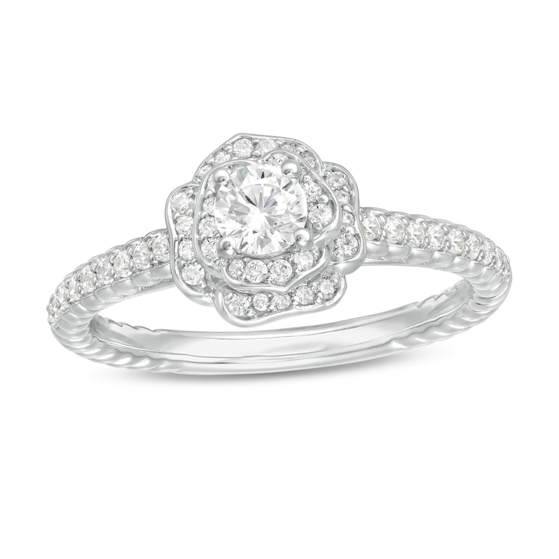 0.50 CT. T.W. Diamond Rose Frame Engagement Ring in 14K White Gold|Peoples Jewellers