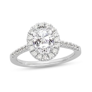 1.08 CT. T.W. Oval Diamond Frame Engagement Ring in Platinum