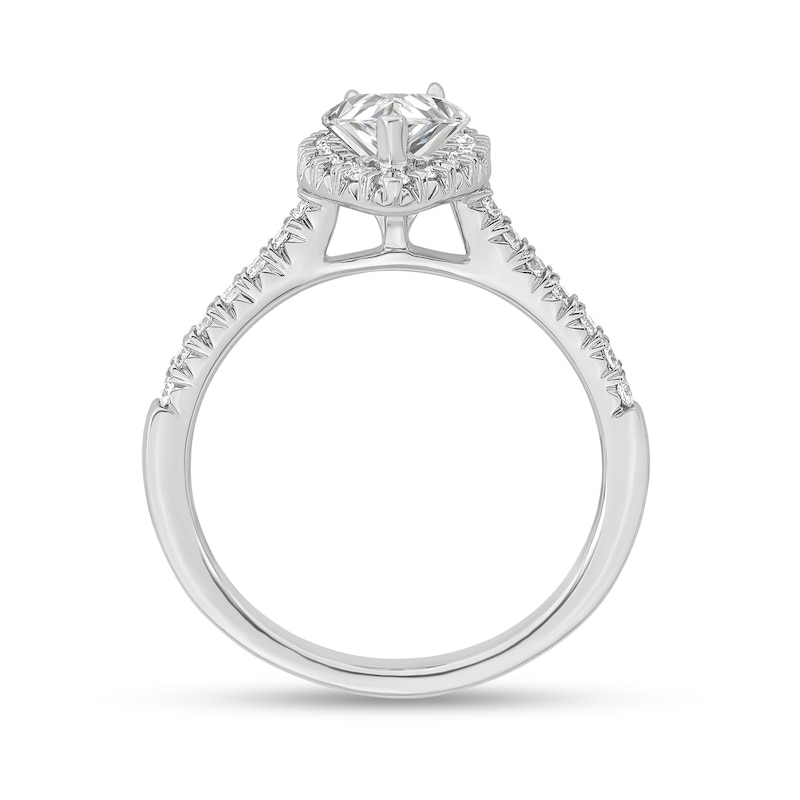 0.79 CT. T.W. Diamond Pear-Shaped Diamond Frame Engagement Ring in Platinum|Peoples Jewellers