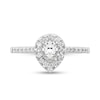 0.79 CT. T.W. Diamond Pear-Shaped Diamond Frame Engagement Ring in Platinum