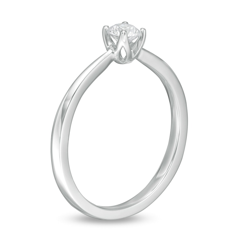 Trouvaille Collection 0.25 CT. DeBeers®-Graded Diamond Solitaire Engagement Ring in 18K White Gold (F/I1)