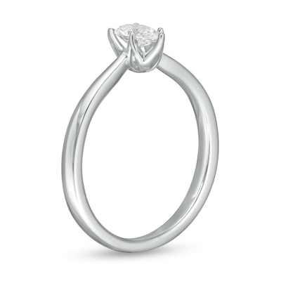 Trouvaille Collection CT. DeBeers®-Graded Pear-Shaped Diamond Solitaire Engagement Ring in 18K White Gold (F/SI2