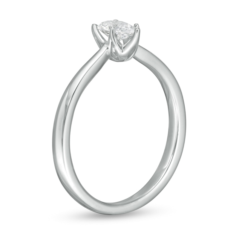 Trouvaille Collection 0.30 CT. DeBeers®-Graded Pear-Shaped Diamond Solitaire Engagement Ring in 18K White Gold (F/SI2)