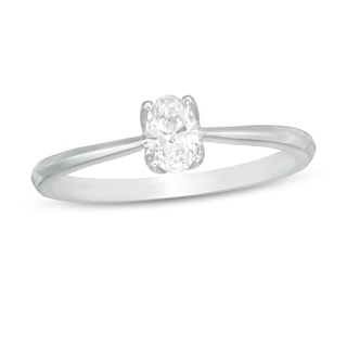 Trouvaille Collection CT. DeBeers®-Graded Oval Diamond Solitaire Engagement Ring in 18K White Gold (F/SI2