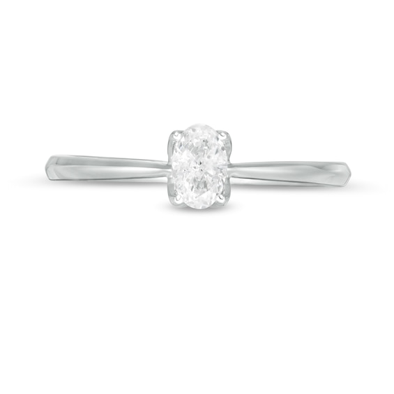 Trouvaille Collection CT. DeBeers®-Graded Oval Diamond Solitaire Engagement Ring in 18K White Gold (F/SI2