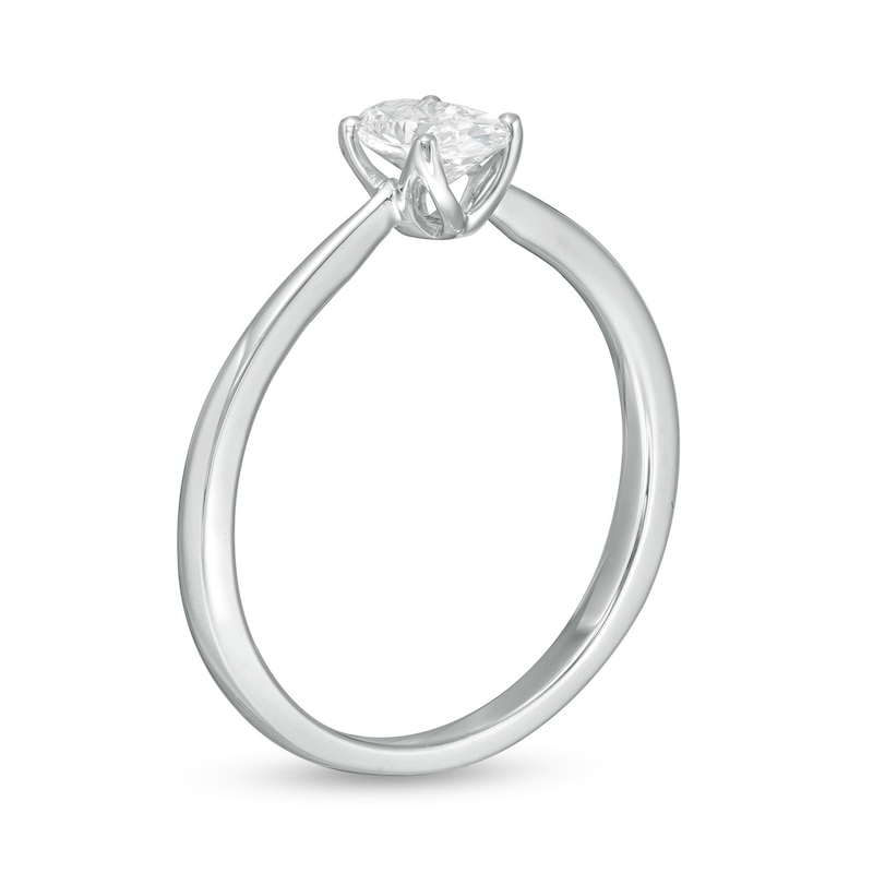 Main Image 3 of Trouvaille Collection 0.50 CT. DeBeers®-Graded Oval Diamond Solitaire Engagement Ring in 18K White Gold (F/SI2)