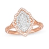 0.33 CT. T.W. Composite Diamond Double Scallop Marquise Frame Split Shank Ring in 10K Two-Tone Gold