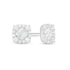 Thumbnail Image 0 of 0.20 CT. T.W. Baguette and Round Diamond Cushion Frame Stud Earrings in 10K White Gold