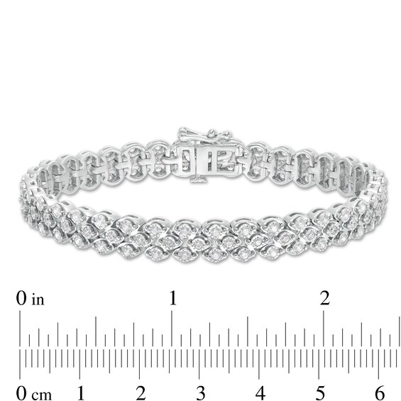 2.00 CT. T.W. Diamond Multi-Row Bracelet in Sterling Silver