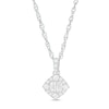 Thumbnail Image 0 of 0.15 CT. T.W. Baguette and Round Diamond Tilted Cushion Frame Pendant in 10K White Gold