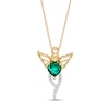 5.0mm Heart-Shaped Lab-Created Emerald and 0.04 CT. T.W. Diamond Angel Pendant in 10K Gold