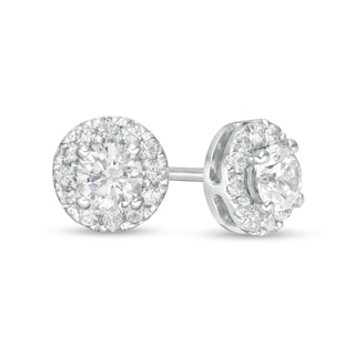 Trouvaille Collection CT. T.W. DeBeers®-Graded Diamond Frame Stud Earrings in 14K White Gold (F/I1