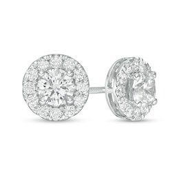 Trouvaille Collection 1.50 CT. T.W. DeBeers®-Graded Diamond Frame Stud Earrings in 14K White Gold (F/I1)
