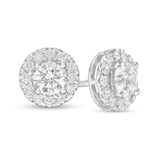 Trouvaille Collection 2.00 CT. T.W. Certified Diamond Frame Stud Earrings in 14K White Gold (F/I1)