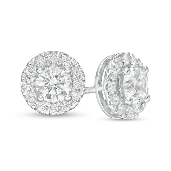 Trouvaille Collection 2.00 CT. T.W. Certified Diamond Frame Stud Earrings in 14K White Gold (F/I1)