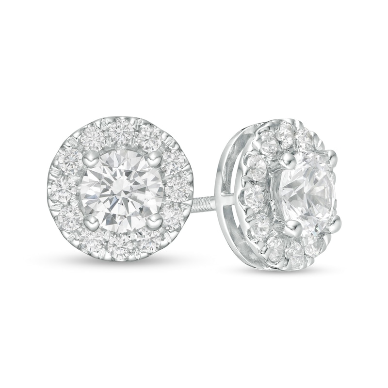 Trouvaille Collection 2.00 CT. T.W. Certified Diamond Frame Stud Earrings in 14K White Gold (F/I1)|Peoples Jewellers