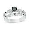 Thumbnail Image 0 of 0.69 CT. T.W. Enhanced Black and White Diamond Alternating Marquise Frame Bridal Set in 10K White Gold