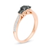Thumbnail Image 2 of 0.45 CT. T.W. Enhanced Black and White Diamond Three Stone Engagement Ring in 10K Rose Gold