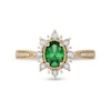 Thumbnail Image 2 of Oval Emerald and 0.10 CT. T.W. Diamond Sunburst Frame Vintage-Style Tapered Shank Ring in 10K Gold