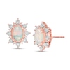 Thumbnail Image 0 of Oval Opal and 0.12 CT. T.W. Diamond Starburst Frame Vintage-Style Stud Earrings in 10K Rose Gold