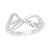 Thumbnail Image 0 of 0.04 CT. T.W. Diamond Heart and "mom" Infinity Loop Ring in Sterling Silver - Size 7