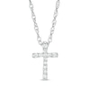 Thumbnail Image 1 of 0.06 CT. T.W. Diamond Cross Pendant in Sterling Silver