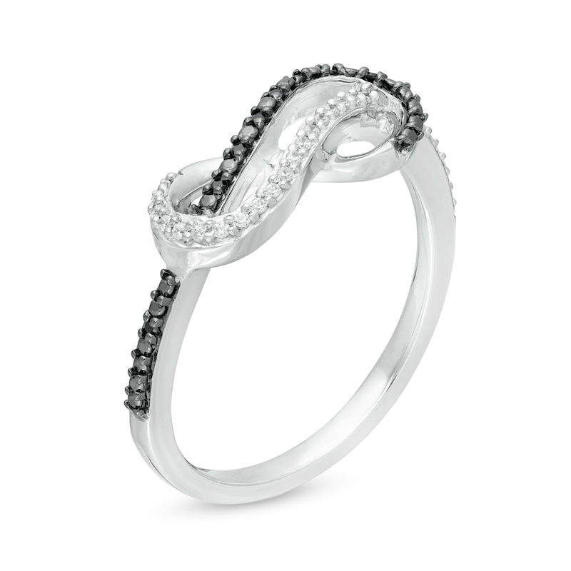 0.13 CT. T.W. Enhanced Black and White Diamond Double Row Infinity Loop Ring in Sterling Silver - Size 7|Peoples Jewellers