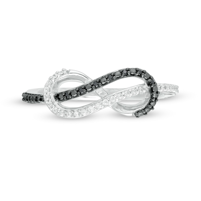 0.13 CT. T.W. Enhanced Black and White Diamond Double Row Infinity Loop Ring in Sterling Silver - Size 7|Peoples Jewellers