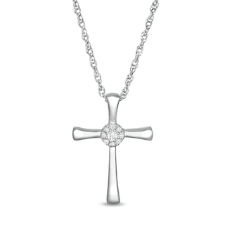 0.04 CT. T.W. Composite Diamond Cross Pendant in 10K White Gold