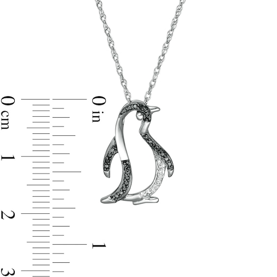 0.04 CT. T.W. Enhanced Black and White Diamond Penguin Pendant in Sterling Silver