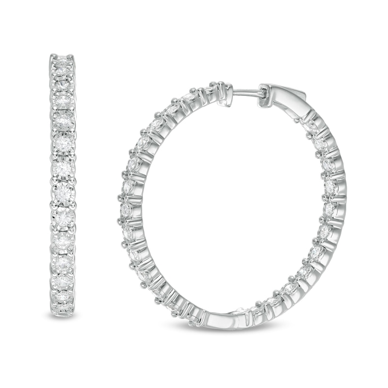 2.00 CT. T.W. Diamond Inside-Out Hoop Earrings in Sterling Silver|Peoples Jewellers