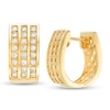 Thumbnail Image 0 of 1.00 CT. T.W. Diamond Multi-Row Huggie Hoop Earrings in Sterling Silver with 14K Gold Plate