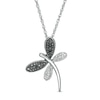 0.04 CT. T.W. Enhanced Black and White Diamond Dragonfly Pendant in Sterling Silver