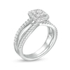 Thumbnail Image 3 of 0.63 CT. T.W. Composite Diamond Cushion Frame Split Shank Bridal Set in 10K White Gold