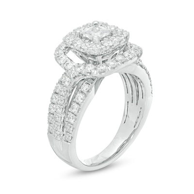 2.00 CT. T.W. Canadian Certified Princess-Cut Diamond Double Frame Multi-Row Engagement Ring in 10K White Gold (I/I1)