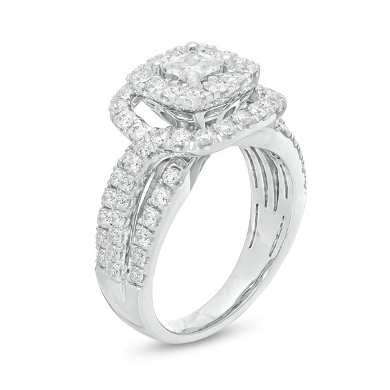 2.00 CT. T.W. Canadian Certified Princess-Cut Diamond Double Frame Multi-Row Engagement Ring in 10K White Gold (I/I1)