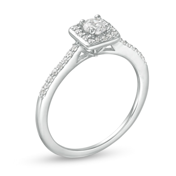 0.40 CT. T.W. Diamond Cushion Frame Engagement Ring in 10K White Gold