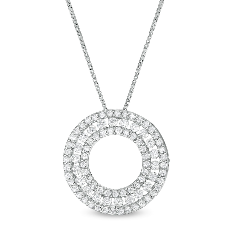 1.00 CT. T.W. Diamond Circle Pendant in Sterling Silver|Peoples Jewellers