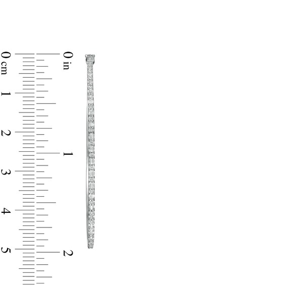 0.51 CT. T.W. Baguette and Round Diamond Alternating Hoop Earrings in 10K White Gold