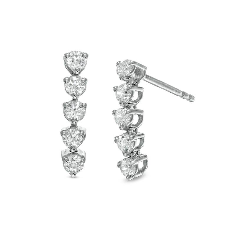 0.50 CT. T.W. Diamond Five Stone Drop Earrings in 10K White Gold|Peoples Jewellers