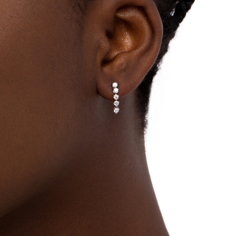 0.50 CT. T.W. Diamond Five Stone Drop Earrings in 10K White Gold|Peoples Jewellers