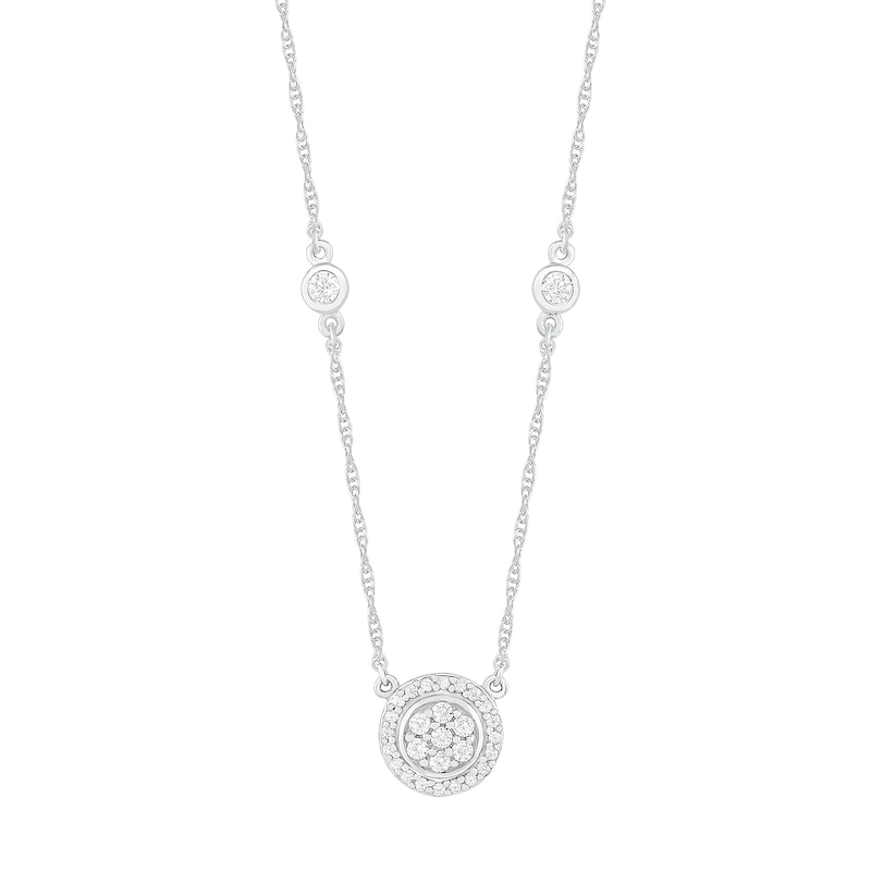 0.115 CT. T.W. Composite Diamond Flower Station Necklace in Sterling Silver|Peoples Jewellers