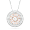 0.45 CT. T.W. Diamond Double Frame Pendant in Sterling Silver and 10K Rose Gold