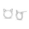 Thumbnail Image 0 of 0.04 CT. T.W. Diamond Cat Stud Earrings in Sterling Silver