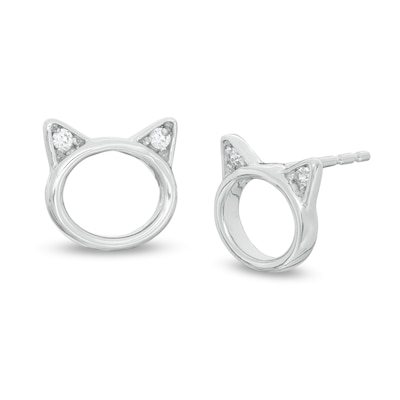 0.04 CT. T.W. Diamond Cat Stud Earrings in Sterling Silver