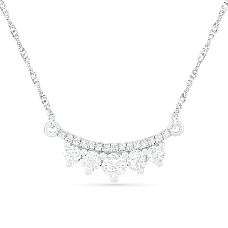 0.29 CT. T.W. Diamond Graduated Double Row Curved Bar Necklace in Sterling Silver|Peoples Jewellers