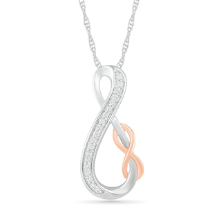 0.085 CT. T.W. Diamond Double Infinity Loop Pendant in Sterling Silver and 10K Rose Gold