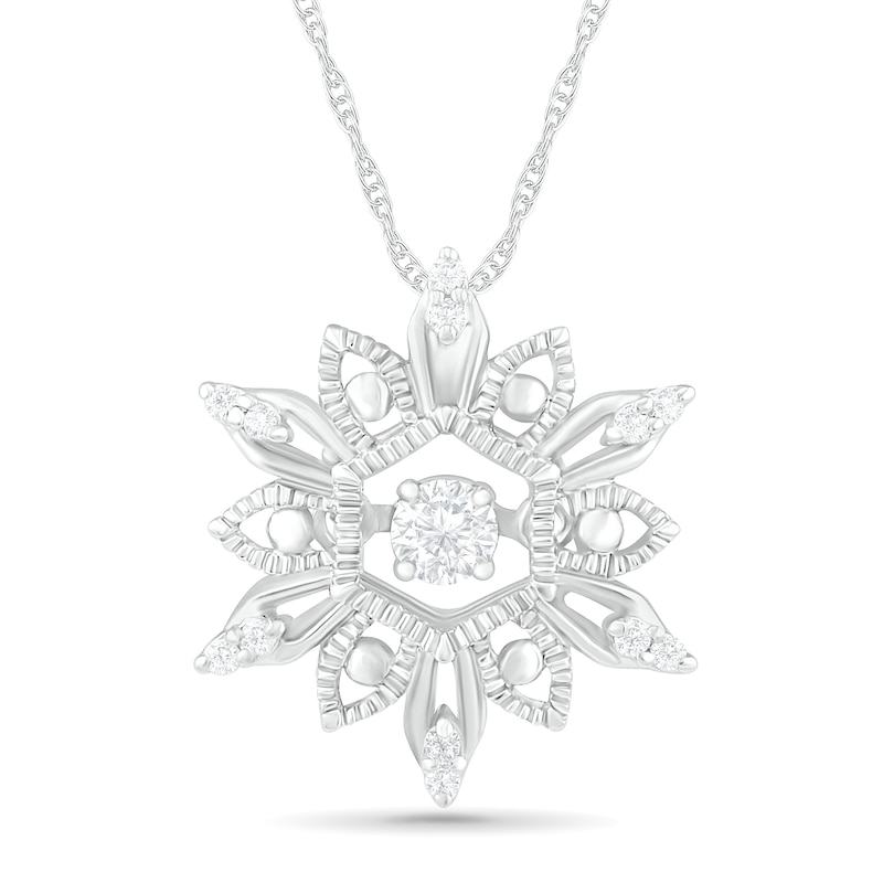 Unstoppable Love™ 0.085 CT. T.W. Diamond Vintage-Style Snowflake Pendant in Sterling Silver|Peoples Jewellers