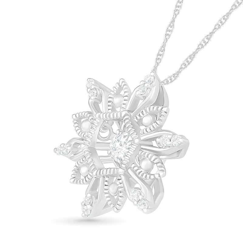 Unstoppable Love™ 0.085 CT. T.W. Diamond Vintage-Style Snowflake Pendant in Sterling Silver